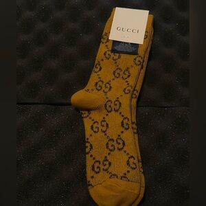 Gucci Golden Yellow Socks with Iconic Pattern
